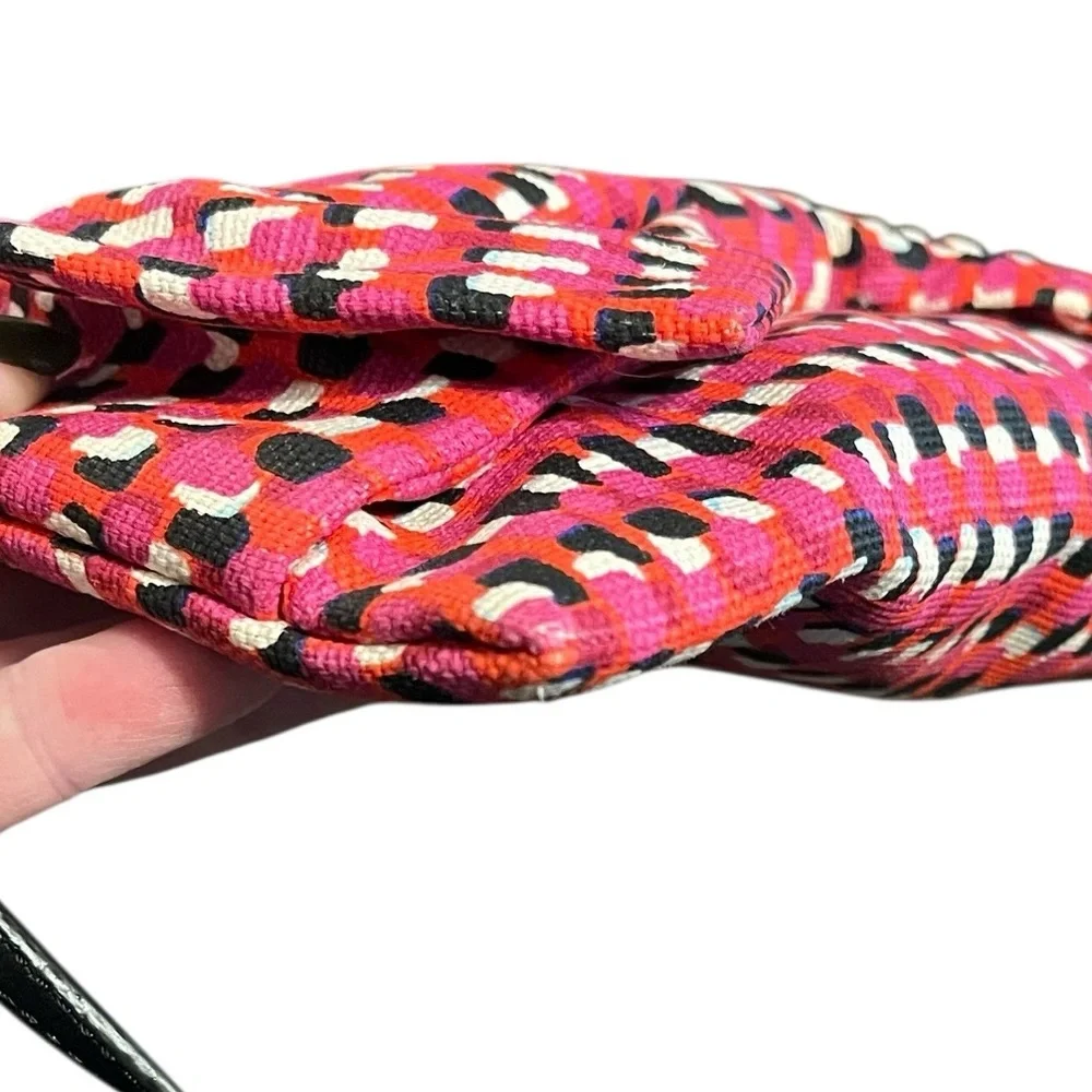 Kate Spade On Purpose Pink and Black Canvas Bow Clutch Wristlet - Picture 4 of 10